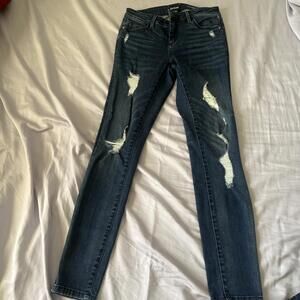 BEBE Distressed Skinny Jeans Size 27 Heartbreaker‎ Crop Dark Wash